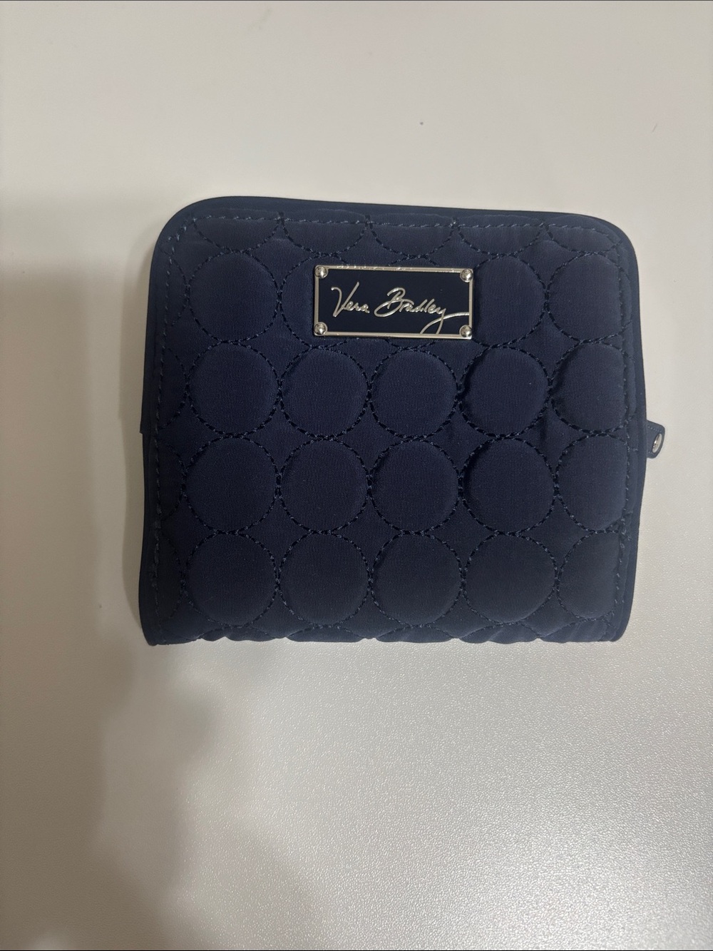 Vera Bradley Quilted Circle-Pattern Compact Wallet in Navy